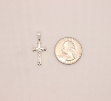 Load image into Gallery viewer, 925 Sterling Silver Dainty Pewter Budded Crucifix Cross Pendant