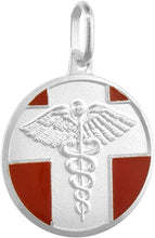 Load image into Gallery viewer, Sterling Silver Medical Alert Necklace Round Italy 7/8 inch Charm w/out Chain