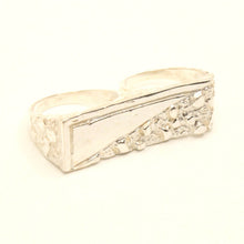 Load image into Gallery viewer, 925 Sterling Silver Rectangular Two Finger Nugget Ring 5/8 Inch Wide, Sizes 8-13
