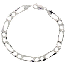 Load image into Gallery viewer, 925 Sterling Silver Figaro Flat Link Bracelet 6mm Chain Loster 7" to 7.5" Long