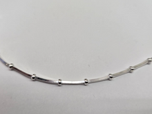 Load image into Gallery viewer, 925 Sterling Silver Beaded Square Snake Station Chain Necklace 2mm 7" to 20"