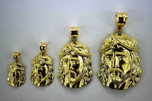 Load image into Gallery viewer, 10K Yellow Gold Jesus Face Pendant Charm Diamond Cut 5 Sizes 2 Styles Available