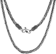 Load image into Gallery viewer, 4mm Sterling Silver Round Byzantine Chain Bracelet Necklace Antiqued Finish 7-30