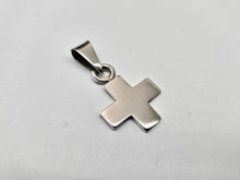 Load image into Gallery viewer, 925 Sterling Silver Flat Plain Greek Cross Pendant 7/8 Inch (22mm) Tall