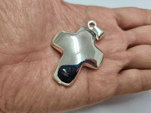 Load image into Gallery viewer, 925 Sterling Silver Large Puffed Hollow Cross Pendant 1 25/32 Inch (45mm) Tall