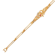 Load image into Gallery viewer, 14K Yellow Gold Fancy Dolphin Diamond Cut Bracelet 3mm Wide, 12mm Center H Clasp