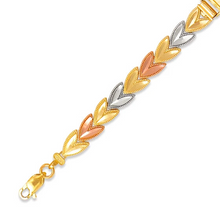 Load image into Gallery viewer, 14K Tri Color Gold 15 Anos Quinceanera Diamond Cut Faceted ID Bracelet 6mm/13mm