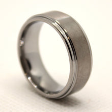 Load image into Gallery viewer, Tungsten Carbide Flat Center Satin Finish Recessed Edges Wedding Band Ring 8mm