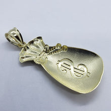 Load image into Gallery viewer, 10K Solid Real Gold Dollar Money Bag Textured Pendant Charm Polished 5 Sizes