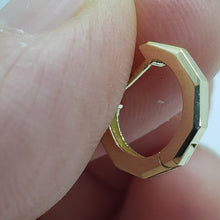 Load image into Gallery viewer, 14K Yellow White Rose Gold High Polished Huggie Hoop Earrings Octagonal 2mmx11mm
