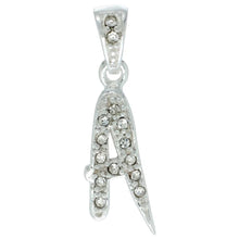 Load image into Gallery viewer, 925 Sterling Silver CZ Action Initial Letter Alphabet Pendant 3/4 Inch Wide