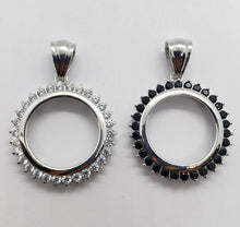 Load image into Gallery viewer, Sterling Silver Cubic Zirconia Quarter Dollar Coin Bezel CZ Halo 24mm 25 Cent