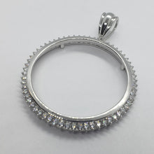 Load image into Gallery viewer, Sterling Silver Cubic Zirconia Silver Dollar Bezel CZ Halo 38 mm Mexican Olympic