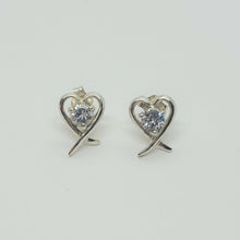Load image into Gallery viewer, Sterling Silver Long Tail Heart Earring with CZ