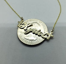 Load image into Gallery viewer, 10K Solid Yellow Gold Handmade Personalized Custom Name Pendant Charm with Cross