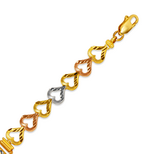 Load image into Gallery viewer, 14K Tri Color Gold 15 Anos Quinceanera Diamond Cut Faceted ID Bracelet 7.5mm/8mm