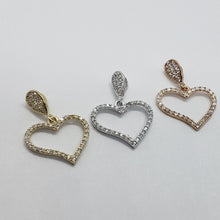 Load image into Gallery viewer, 14K Yellow White Rose Gold Fancy Heart CZ Pendant Charm High Polished 16x13mm