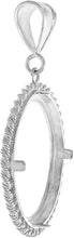 Load image into Gallery viewer, Sterling Silver Mexican 50 Peso Centenario Coin Bezel Rope Edge Prong Back 37mm