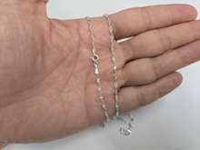 Load image into Gallery viewer, 925 Sterling Silver Diamond Cut Silver Coffee Flat Link Chain Necklace 3mm 18"