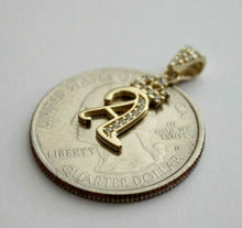 Load image into Gallery viewer, 10K Yellow Gold Crown Initial Letter Pendant Charm with CZ for Ladies Woman Girl