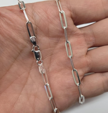 Load image into Gallery viewer, 925 Sterling Silver Flat Paperclip Chain Necklace Bracelet 4mm 7" to 30" Long