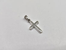 Load image into Gallery viewer, 925 Sterling Silver Flat Plain Polished Cross Pendant 1 1/16 Inch (27mm) Tall