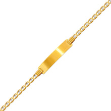 Load image into Gallery viewer, 14K Two Tone Gold Kids Gucci Pave ID Bracelet 6mm/2.5mm 6" Engraving Available