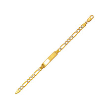 Load image into Gallery viewer, 14K White Pave Gold 6mm Baby ID Bracelet 5mm Figaro Chain 6" Engraving Available