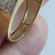Load image into Gallery viewer, 14K Yellow Gold Double Star Shaped Ring 20.5mm Band Iced Size 9-11 Hip Hop Style