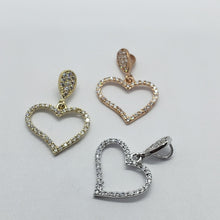 Load image into Gallery viewer, 14K Yellow White Rose Gold Fancy Heart CZ Pendant Charm High Polished 16x13mm