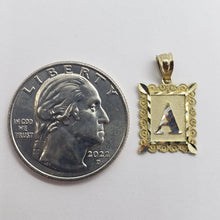 Load image into Gallery viewer, 14K Solid Yellow Gold Initial Letter Plate Pendant A-Z Alphabet Necklace Charm
