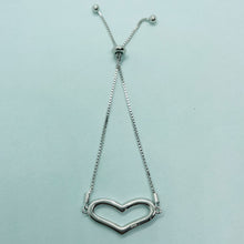 Load image into Gallery viewer, Sterling Silver Synthetic Opal Heart Bolo Bracelet for Women Sliding Clasp