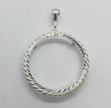 Load image into Gallery viewer, Sterling Silver Bezel 47 mm Coins Prong Back Diamond Cut with 9mm bail
