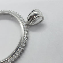 Load image into Gallery viewer, Sterling Silver Cubic Zirconia Silver Dollar Bezel CZ Halo 38 mm Mexican Olympic