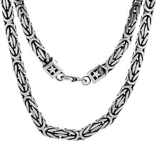 Load image into Gallery viewer, 7mm Sterling Silver Square BYZANTINE Chain Necklace Bracelet Antiqued Finish