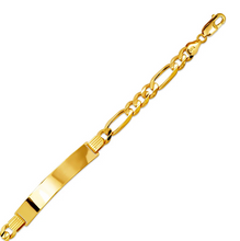 Load image into Gallery viewer, 14K Yellow Gold Figaro Concave ID Bracelet 7mm/7mm 8" 8.5" Engraving Available
