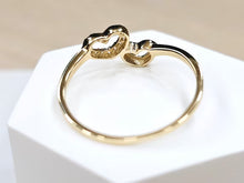 Load image into Gallery viewer, 14K Solid Yellow Gold Handmade Double Heart Ring With CZ for Women Band Size 5-9