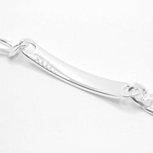 Load image into Gallery viewer, 925 Sterling Silver Personalized Custom Engraved Figaro Link ID Bracelet 8mm