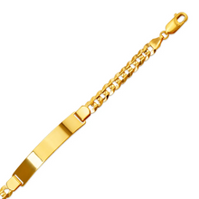 Load image into Gallery viewer, 14K Yellow Gold ID Bracelet 8mm ID 8mm Wide Curb Light Chain 8" 8.5" Engraving