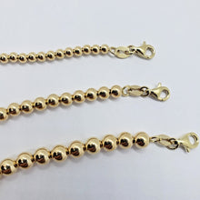 Load image into Gallery viewer, 14K Yellow Gold Hollow 3mm 4mm 5mm Bead Chain Bracelet 6.75" 7" with Extension