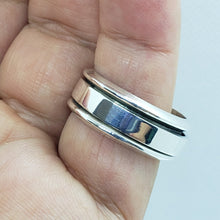 Load image into Gallery viewer, Sterling Silver Spinner Ring Polished Flat Band Handmade Men 5mm / 9mm Size 6~14