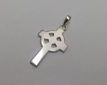 Load image into Gallery viewer, 925 Sterling Silver Large Flat Plain Celtic Cross Pendant 1 1/8 (28mm) Inch Tall