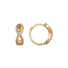 Load image into Gallery viewer, 14K Yellow Gold or White Gold Earrings Sparkling Accents Huggies Hoop 5x14mm