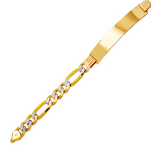 Load image into Gallery viewer, 14K White Pave Gold Figaro ID Bracelet mm/7mm 8" 8.5" long Engraving Available