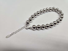 Load image into Gallery viewer, 925 Sterling Silver Solid High Polished Rhodium Bead Ball Bracelet 8mm, 7" Long