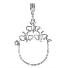 Load image into Gallery viewer, 925 Sterling Silver Tiny Hearts Charm Holder Pendant 1 1/16 (27mm) Inch Tall