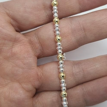 Load image into Gallery viewer, 925 Sterling Silver Saucer Bead Bracelet w/ Yellow Gold Finish 4mm, 7" to 8"