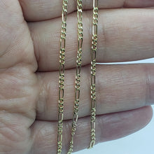 Load image into Gallery viewer, Authentic 10K Yellow Gold Hollow Figaro Chain Necklace 1.9mm Size 16" to 26"