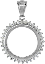 Load image into Gallery viewer, Sterling Silver Cubic Zirconia Nickel Bezel Black White CZ Halo 22mm Coin 5 Cent
