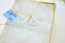 Load image into Gallery viewer, Authentic 14K Yellow Gold and Diamond 0.10 CT Heart Pendant with Singapore Chain
